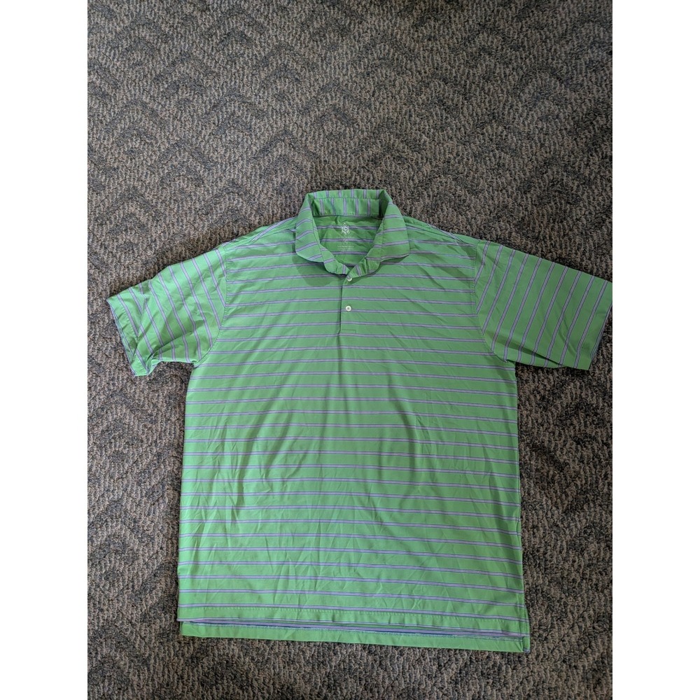 Turtleson Tour Performance Mens XXL Green Striped Golf Polo Shirt Short Sleeve